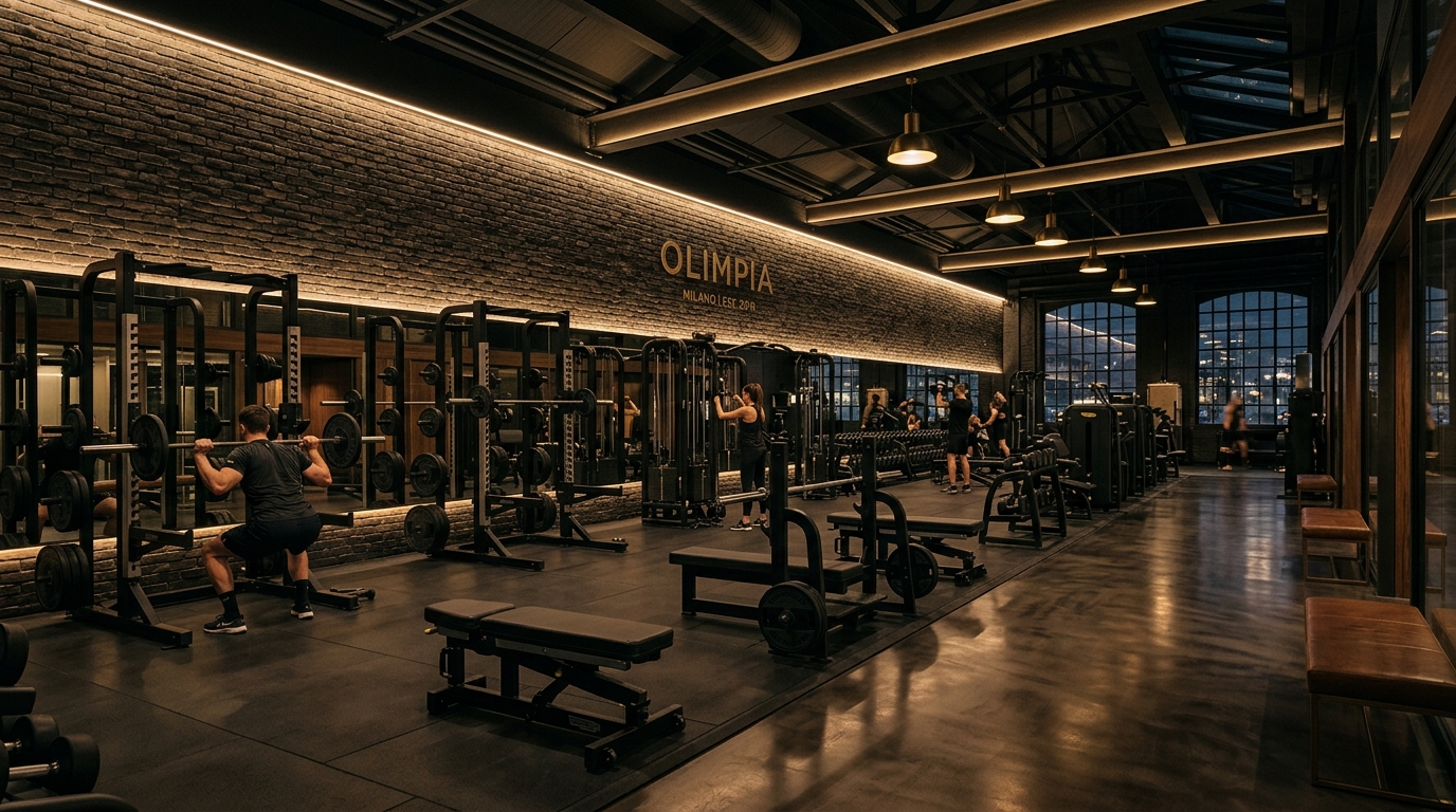 Interno di palestra premium con attrezzature